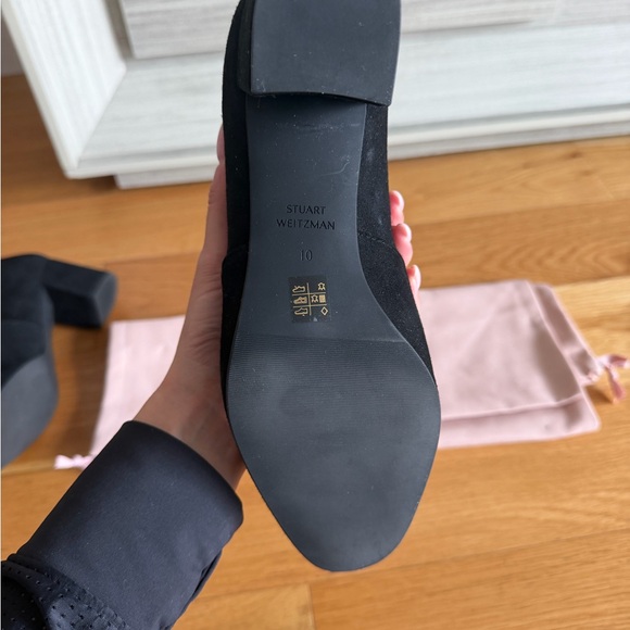 Stuart Weitzman Black Suede Sock Ankle Boots - Picture 6 of 7